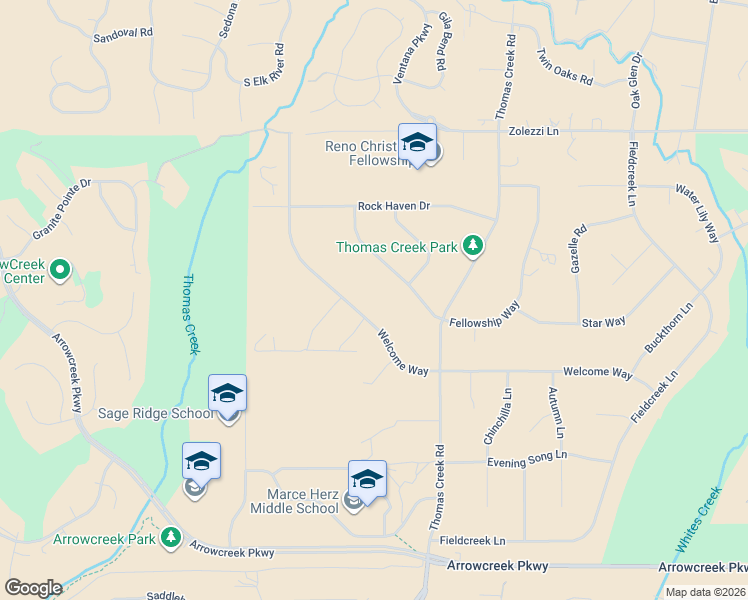 map of restaurants, bars, coffee shops, grocery stores, and more near 13185 Welcome Way in Reno