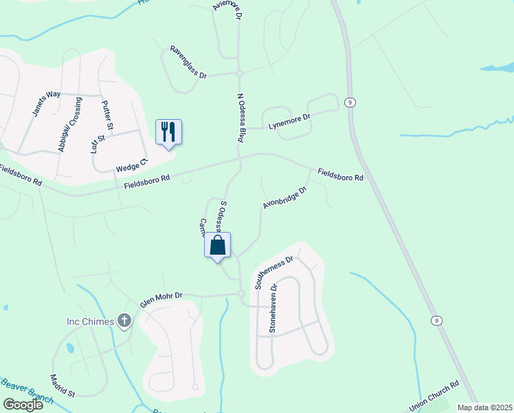 map of restaurants, bars, coffee shops, grocery stores, and more near 187 Avonbridge Drive in Townsend