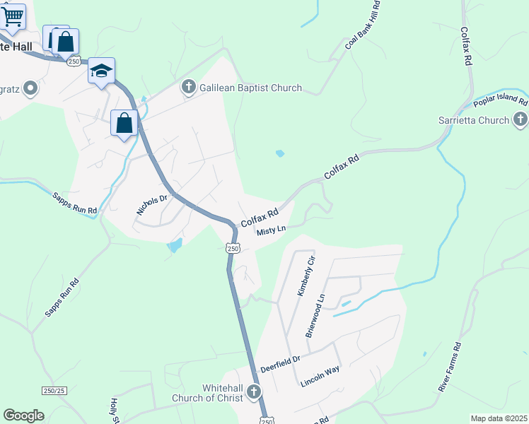map of restaurants, bars, coffee shops, grocery stores, and more near 41 Colfax Rd in Fairmont