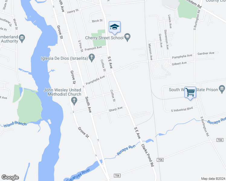 map of restaurants, bars, coffee shops, grocery stores, and more near 229 Baltimore Avenue in Bridgeton