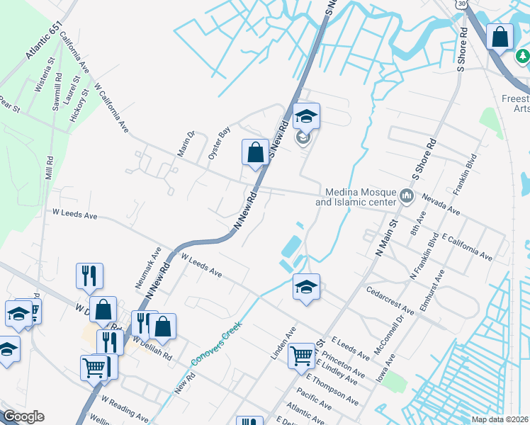 map of restaurants, bars, coffee shops, grocery stores, and more near 292 Manor Drive in Absecon