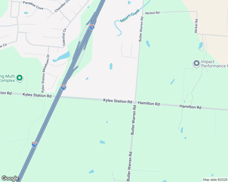 map of restaurants, bars, coffee shops, grocery stores, and more near 8030-8198 Kyles Station Rd in Butler