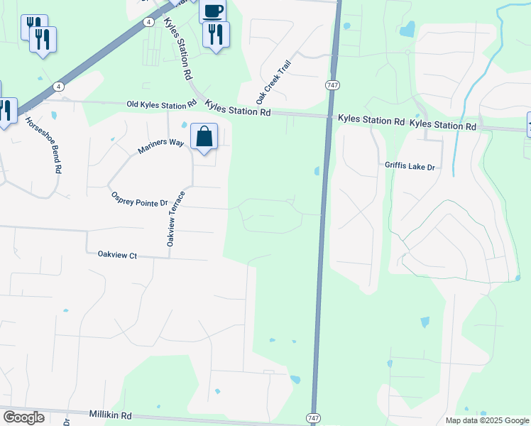 map of restaurants, bars, coffee shops, grocery stores, and more near 5695 Princeton Glendale Road in Butler County