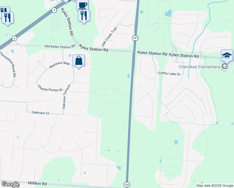 map of restaurants, bars, coffee shops, grocery stores, and more near 5695 Princeton Glendale Road in Butler County
