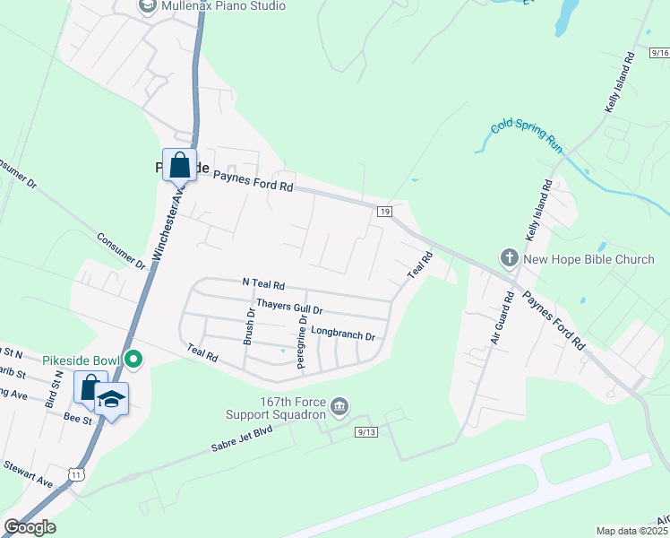 map of restaurants, bars, coffee shops, grocery stores, and more near 240 Corvette Drive in Martinsburg