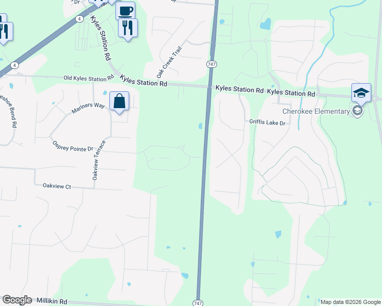 map of restaurants, bars, coffee shops, grocery stores, and more near 5695 Princeton Glendale Road in Butler County