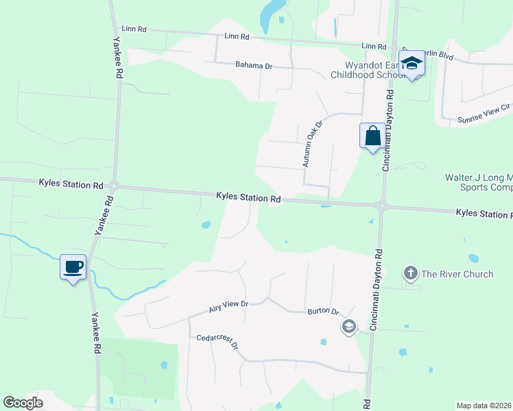 map of restaurants, bars, coffee shops, grocery stores, and more near 5402 Autumn Creek Drive in Butler County