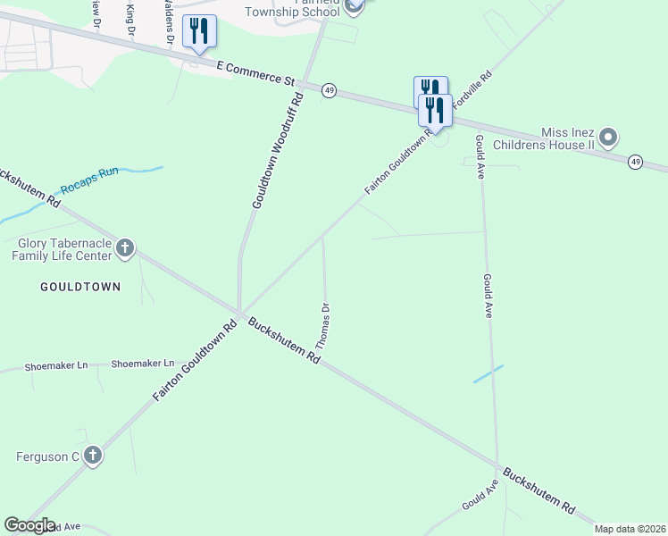 map of restaurants, bars, coffee shops, grocery stores, and more near 13 Thomas Drive in Bridgeton