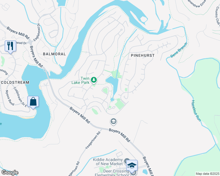 map of restaurants, bars, coffee shops, grocery stores, and more near 6642 East Beach Drive in New Market
