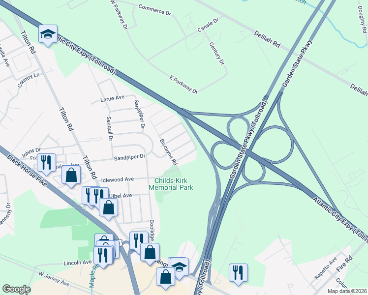 map of restaurants, bars, coffee shops, grocery stores, and more near 307 Iona Avenue in Egg Harbor Township