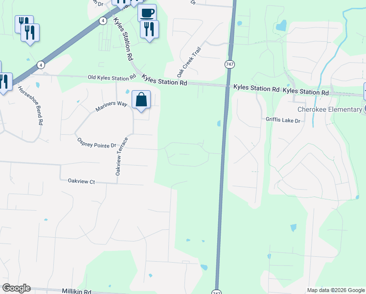 map of restaurants, bars, coffee shops, grocery stores, and more near 5695 Princeton Glendale Road in Butler County