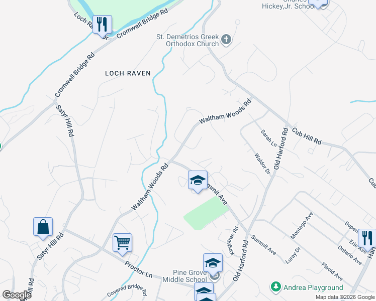 map of restaurants, bars, coffee shops, grocery stores, and more near 2603 Bradwell Court in Parkville