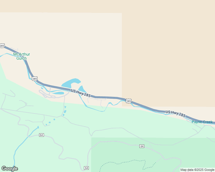map of restaurants, bars, coffee shops, grocery stores, and more near 58415 U.S. 285 in Bailey