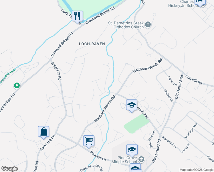 map of restaurants, bars, coffee shops, grocery stores, and more near 9221 Bellbeck Road in Parkville