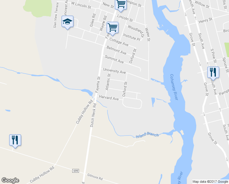 map of restaurants, bars, coffee shops, grocery stores, and more near 100 Rutgers Avenue in Bridgeton