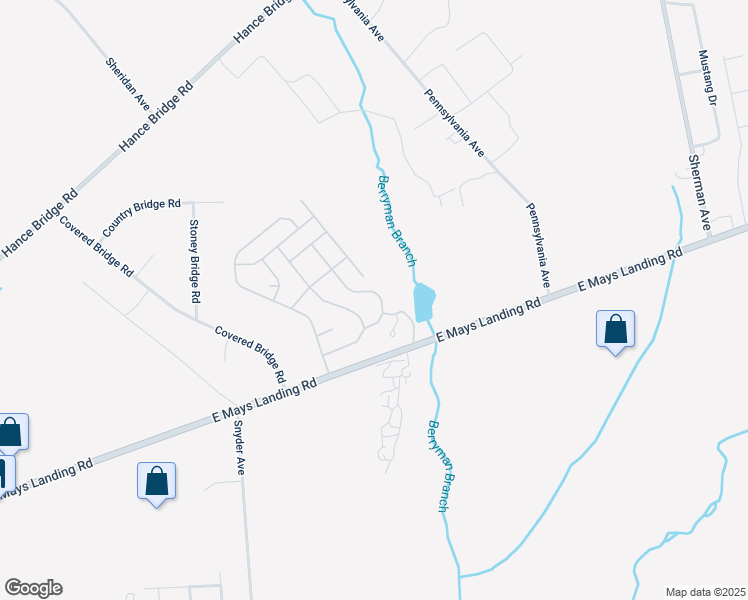 map of restaurants, bars, coffee shops, grocery stores, and more near 2110 Mays Landing Road in Millville