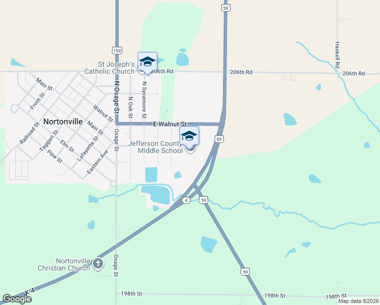 map of restaurants, bars, coffee shops, grocery stores, and more near 100 Charger Lane in Nortonville