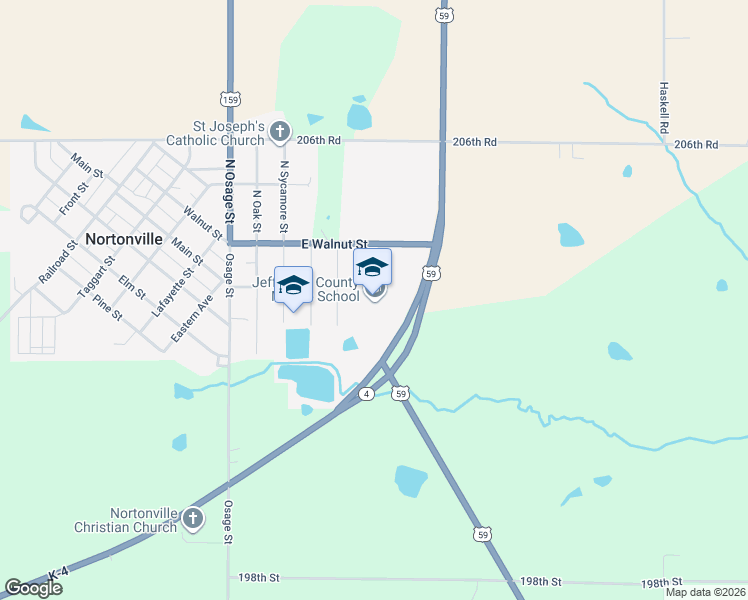 map of restaurants, bars, coffee shops, grocery stores, and more near 100 Charger Lane in Nortonville