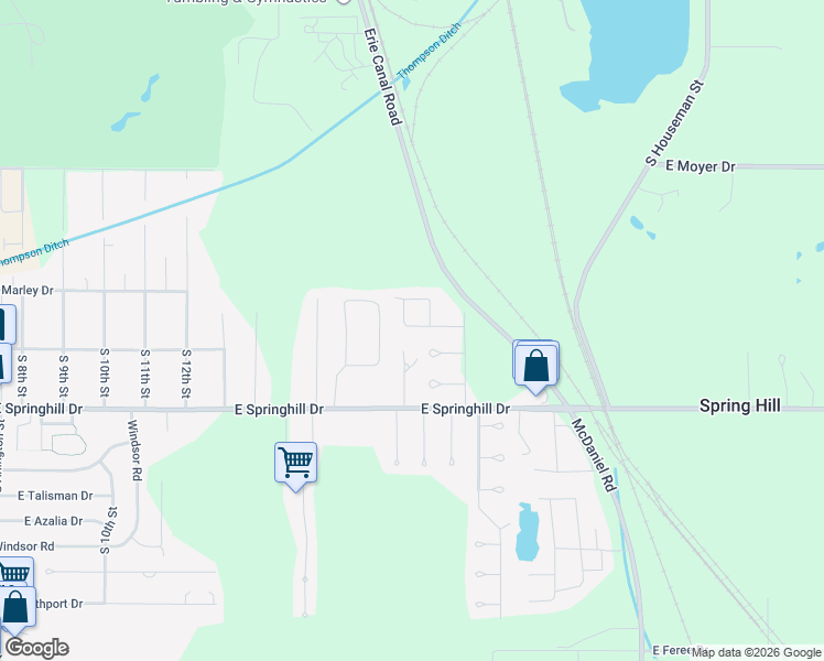 map of restaurants, bars, coffee shops, grocery stores, and more near 1759 East Morgan Drive in Terre Haute