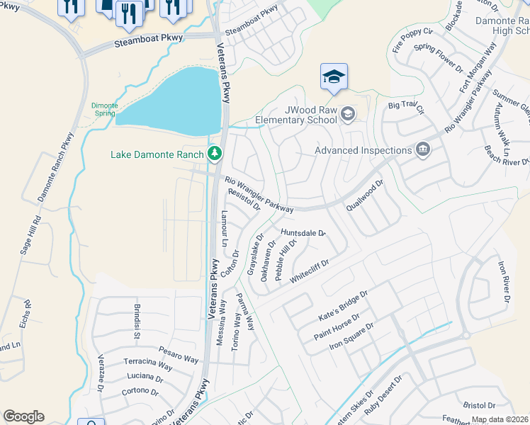 map of restaurants, bars, coffee shops, grocery stores, and more near 10950 Serratina Drive in Reno