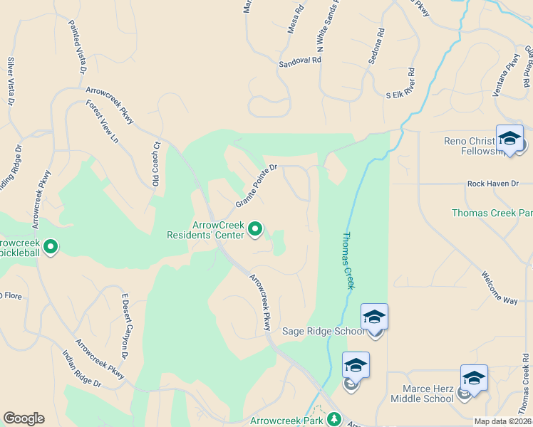 map of restaurants, bars, coffee shops, grocery stores, and more near 2965 Roundrock Court in Reno