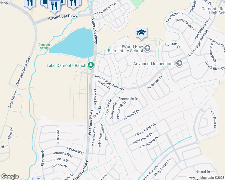 map of restaurants, bars, coffee shops, grocery stores, and more near 10950 Serratina Drive in Reno
