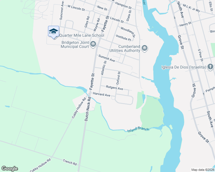 map of restaurants, bars, coffee shops, grocery stores, and more near 96 Princeton Avenue in Bridgeton