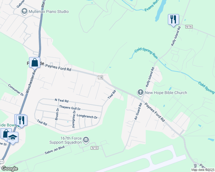 map of restaurants, bars, coffee shops, grocery stores, and more near 70 Glossy Ibis Lane in Martinsburg