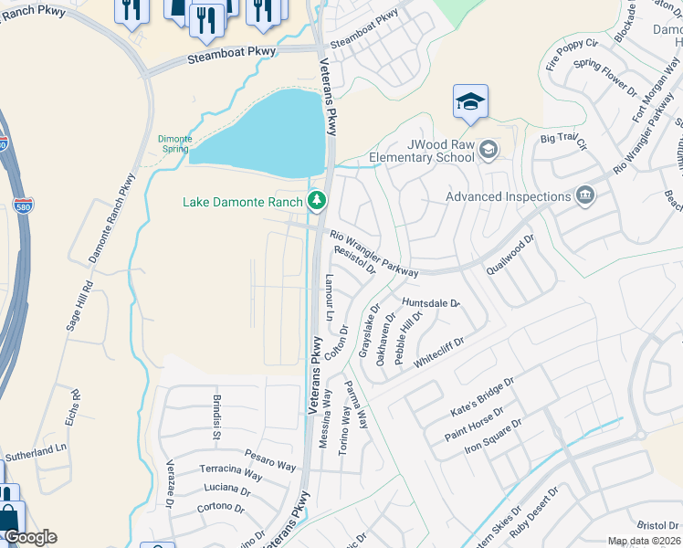 map of restaurants, bars, coffee shops, grocery stores, and more near 1844 Resistol Drive in Reno