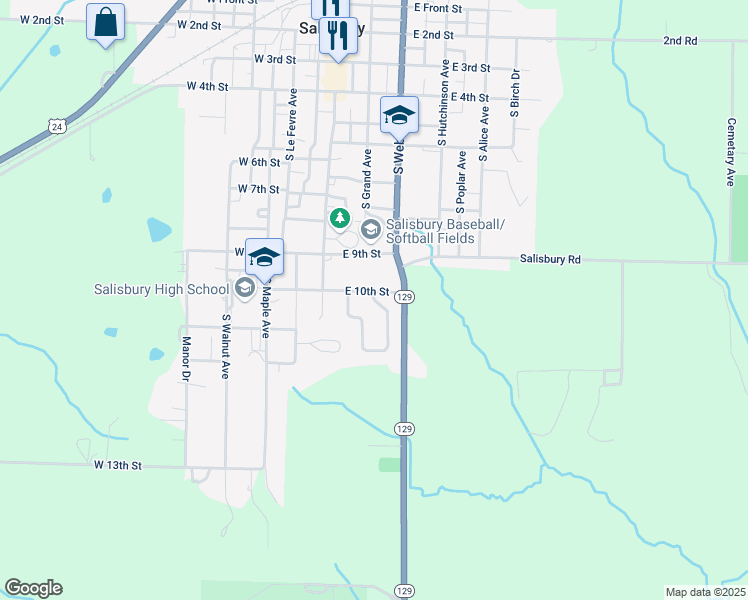 map of restaurants, bars, coffee shops, grocery stores, and more near 98 Morningside Dr in Salisbury
