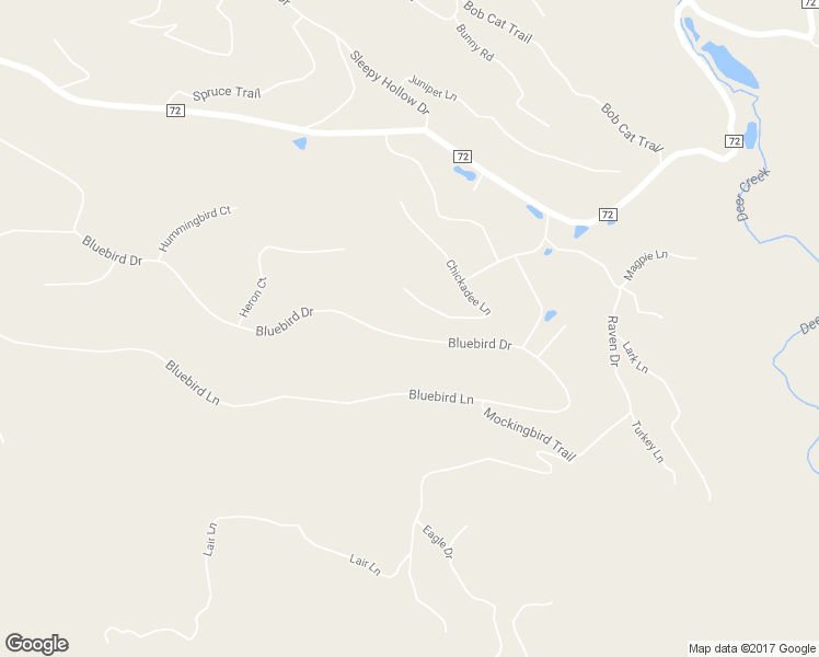 map of restaurants, bars, coffee shops, grocery stores, and more near 265 Bluebird Drive in Bailey
