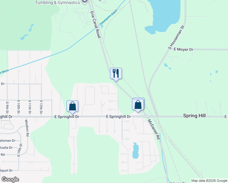 map of restaurants, bars, coffee shops, grocery stores, and more near 4257 South 19th Street in Terre Haute