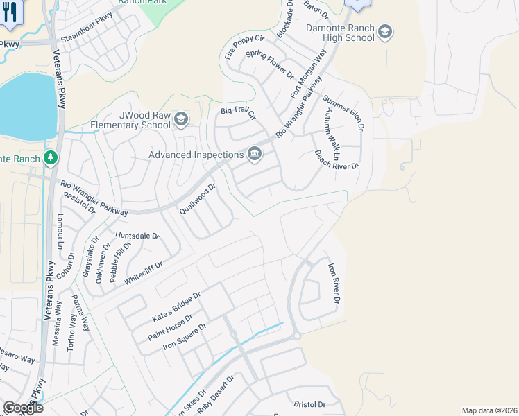 map of restaurants, bars, coffee shops, grocery stores, and more near 2384 Copper Springs Drive in Reno