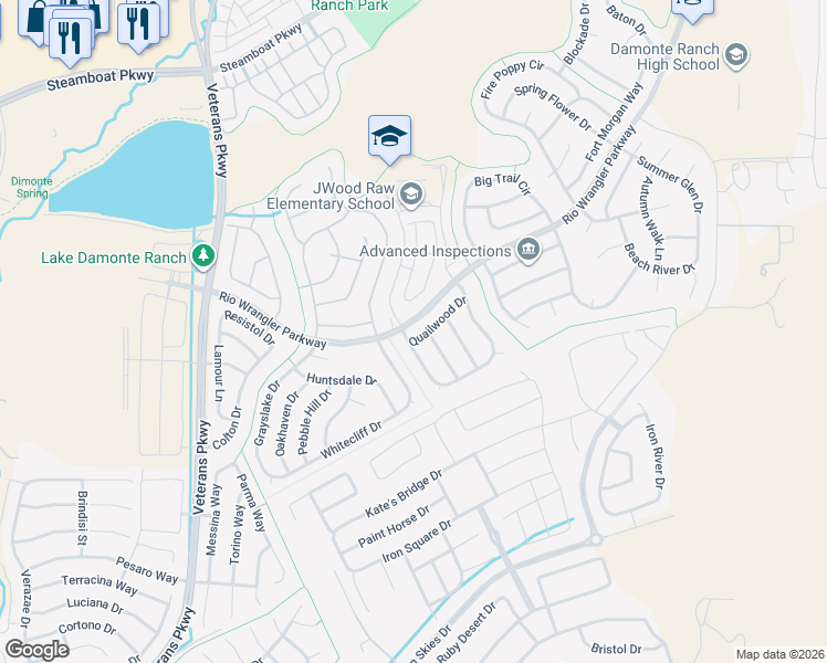 map of restaurants, bars, coffee shops, grocery stores, and more near 2201 Quailwood Drive in Reno
