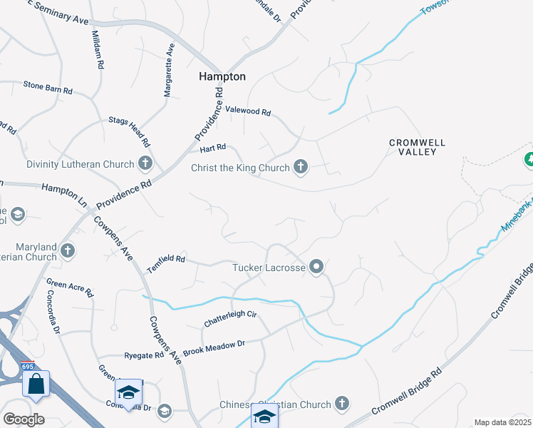 map of restaurants, bars, coffee shops, grocery stores, and more near 116 Beech Bark Lane in Towson