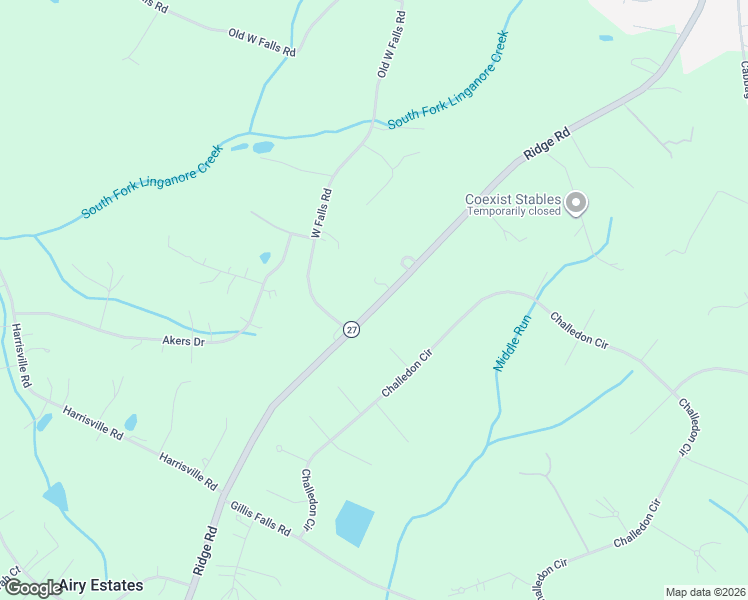 map of restaurants, bars, coffee shops, grocery stores, and more near 5730 Ridge Road in Mount Airy