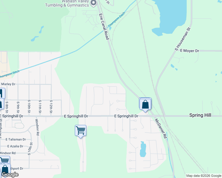 map of restaurants, bars, coffee shops, grocery stores, and more near 1759 East Morgan Drive in Terre Haute