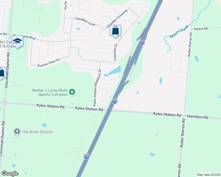 map of restaurants, bars, coffee shops, grocery stores, and more near 8042 Tranquillity Trce in Butler County