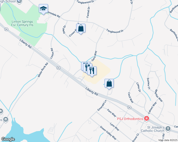 map of restaurants, bars, coffee shops, grocery stores, and more near 5965 Exchange Drive in Eldersburg