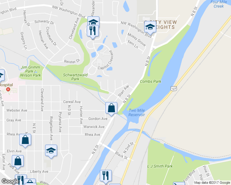 map of restaurants, bars, coffee shops, grocery stores, and more near 198 Lagonda Ave in Hamilton