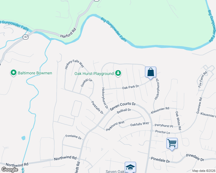 map of restaurants, bars, coffee shops, grocery stores, and more near 8 Perryfalls Place in Perry Hall