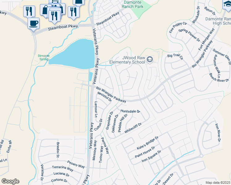 map of restaurants, bars, coffee shops, grocery stores, and more near 10950 Serratina Drive in Reno