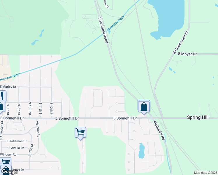 map of restaurants, bars, coffee shops, grocery stores, and more near 1759 East Morgan Drive in Terre Haute