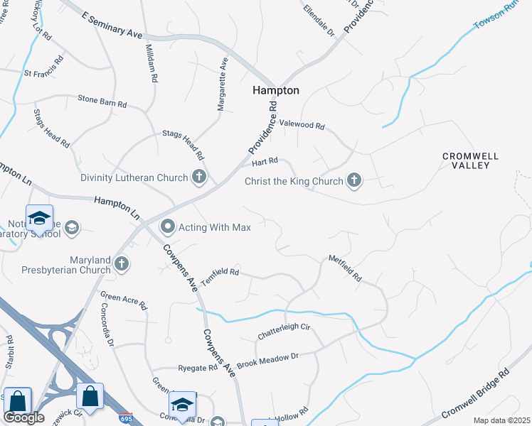 map of restaurants, bars, coffee shops, grocery stores, and more near 204 Beech View Court in Towson