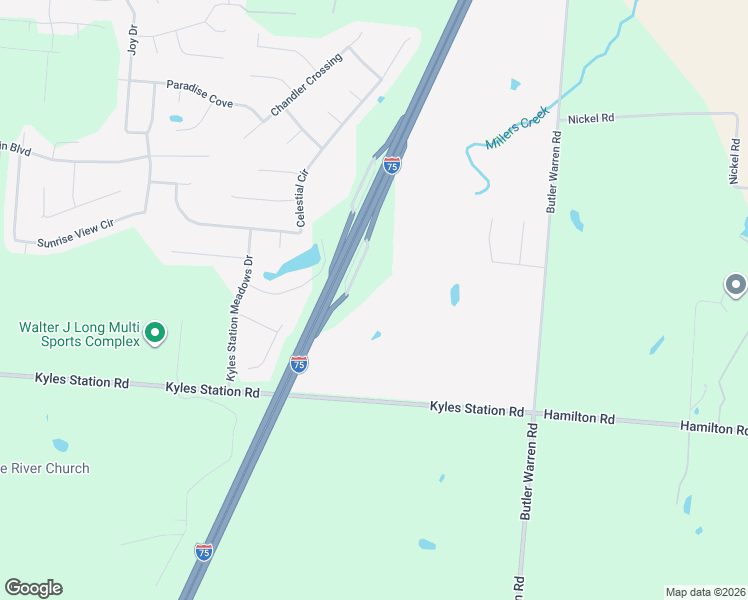 map of restaurants, bars, coffee shops, grocery stores, and more near 1685 Kyles Station Road in Monroe