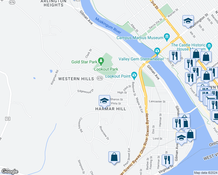 map of restaurants, bars, coffee shops, grocery stores, and more near 108 Alta Street in Marietta