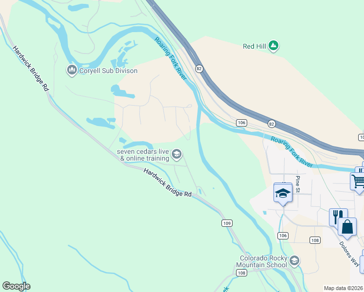 map of restaurants, bars, coffee shops, grocery stores, and more near 242 Midland Point Road in Carbondale