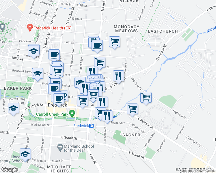 map of restaurants, bars, coffee shops, grocery stores, and more near 101 Independence Avenue Southeast in Washington