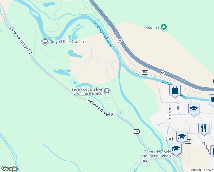 map of restaurants, bars, coffee shops, grocery stores, and more near 242 Midland Point Road in Carbondale