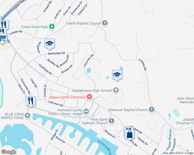 map of restaurants, bars, coffee shops, grocery stores, and more near 523 Cider Press Court in Harford County
